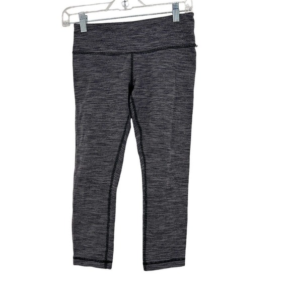 Lululemon Wunder Under Crop II Diamond Jacquard Space Dye Black Slate White Sz 4